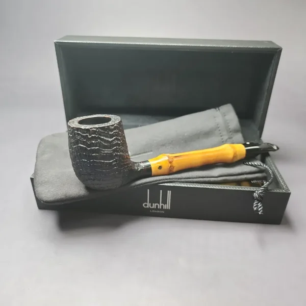 Dunhill 2012 Shell Briar 4103 Sandblasted Billiard w/ Bamboo Estate Briar Pipe, English Estates - Image 2