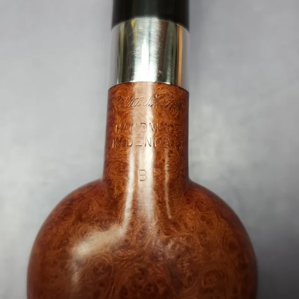 Bjarne Nielsen Signature Grade B Smooth Brandy w/ Silver Estate Briar Pipe, Danish Estates, 9mm - Image 2