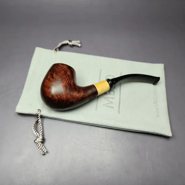 MBSD Briars by Piero Vitale Smooth Brandy w/ Boxwood Briar Pipe, New - Image 2