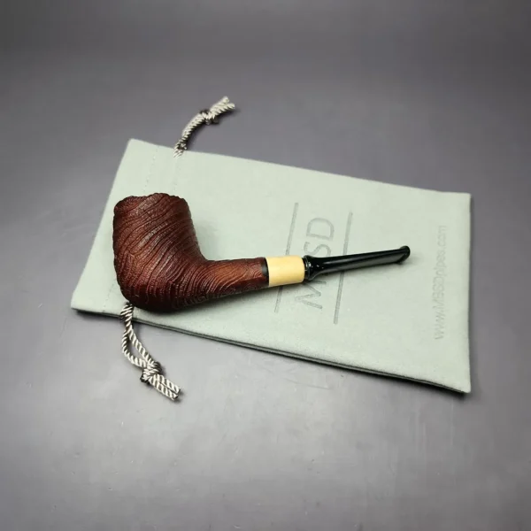 MBSD Briars by Piero Vitale Sandblasted Billiard w/ Olivewood Briar Pipe, New - Image 2
