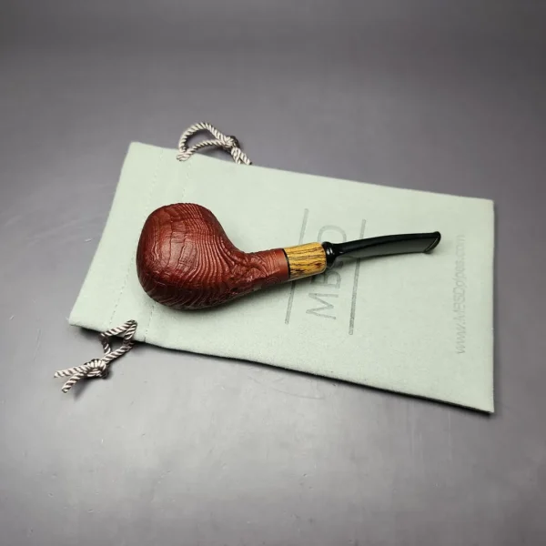 MBSD Briars by Piero Vitale Sandblasted Author w/ Zebrawood Briar Pipe, New - Image 2