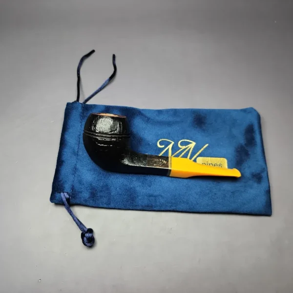 Mina Pipes Sandblasted Bulldog w/ Brass Estate Briar Pipe, Unsmoked - Image 2