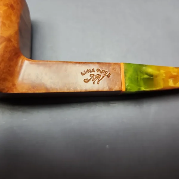 Mina Pipes Smooth Panel Billiard Estate Briar Pipe, Unsmoked - Image 2