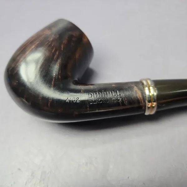 Dunhill 1991 Black Briar 4102 Smooth Bent Billiard w/ Silver Estate Briar Pipe, English Estates - Image 2