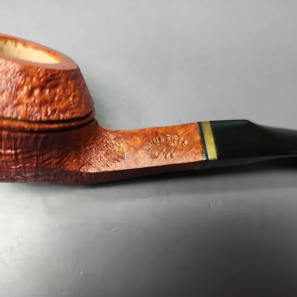 Mina Pipes Sandblasted Bent Bulldog Estate Briar Pipe, Unsmoked - Image 2