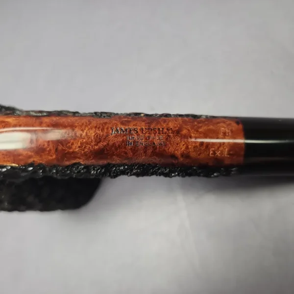 James Upshall Bark EXL Partially Rusticated Bent Billiard Estate Briar Pipe, Unsmoked - Image 2