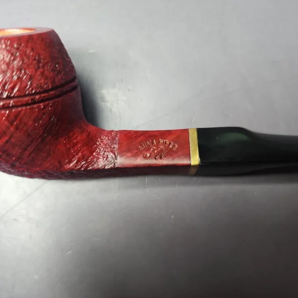 Mina Pipes Sandblasted Bulldog w/ Brass Estate Briar Pipe, Unsmoked - Image 2