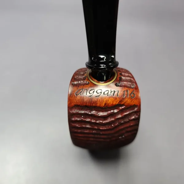 Md. Angga Rusticated Horn w/ Brass Handmade Briar Pipe, New - Image 2