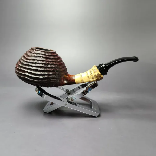 Md. Angga Rusticated Volcano w/ Bamboo Handmade Briar Pipe, New - Image 3