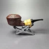 Md. Angga Rusticated Rhodesian w/ Buddha Bamboo Handmade Briar Pipe, New - Image 4
