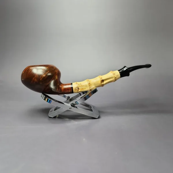 HS Studio Signature Grade Smooth Tomato w/ Bamboo Estate Briar Pipe, Unsmoked - Image 3