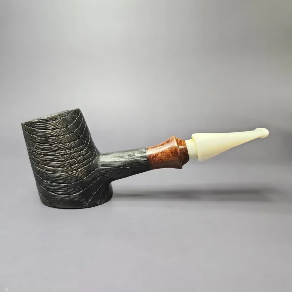 Davorin Denovic Sandblasted Morta Poker w/ Briar Mount Estate Briar Pipe, Other Estates - Image 3