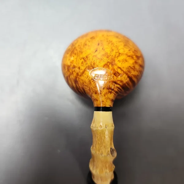 C-Pipe Smooth Tomato w/ Bamboo & Ebonite Briar Pipe, New - Image 3