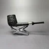 J Mouton Partially Sandblasted Lovat w/ Silver Handmade Briar Pipe, New - Image 3