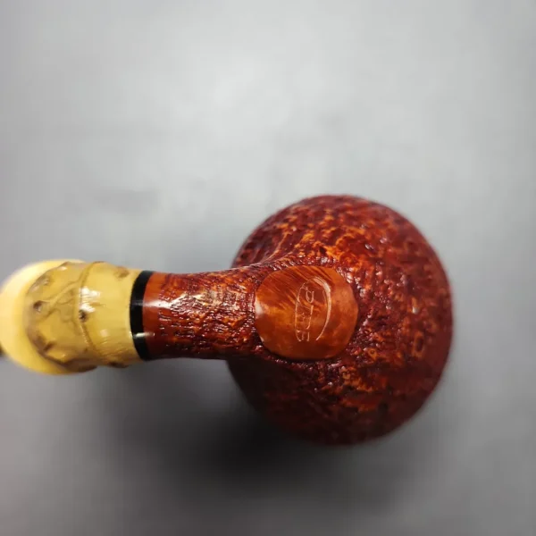 C-Pipe Sandblasted Apple w/ Crazy Bamboo & Boxwood Briar Pipe, New - Image 3
