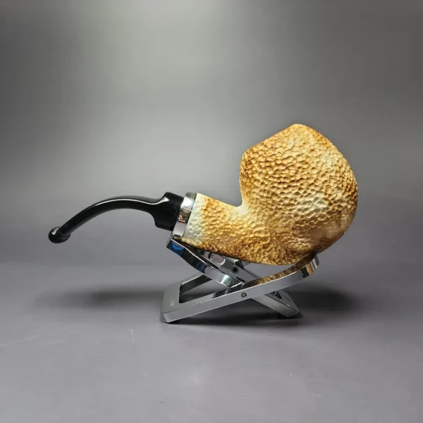 MBSD Meerschaum Silver Rustic Apple Reverse Calabash Block Meerschaum Pipe, New - Image 3