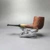 MBSD Briars by Piero Vitale Sandblasted Billiard w/ Zebrawood Briar Pipe, New - Image 3