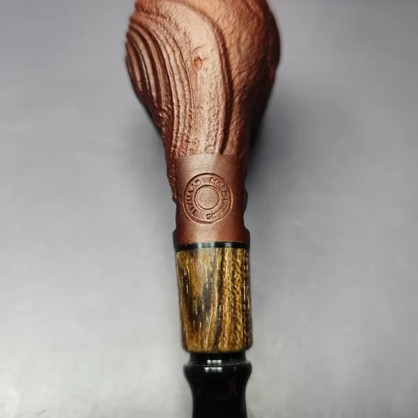 MBSD Briars by Piero Vitale Sandblasted Billiard w/ Zebrawood Briar Pipe, New - Image 3