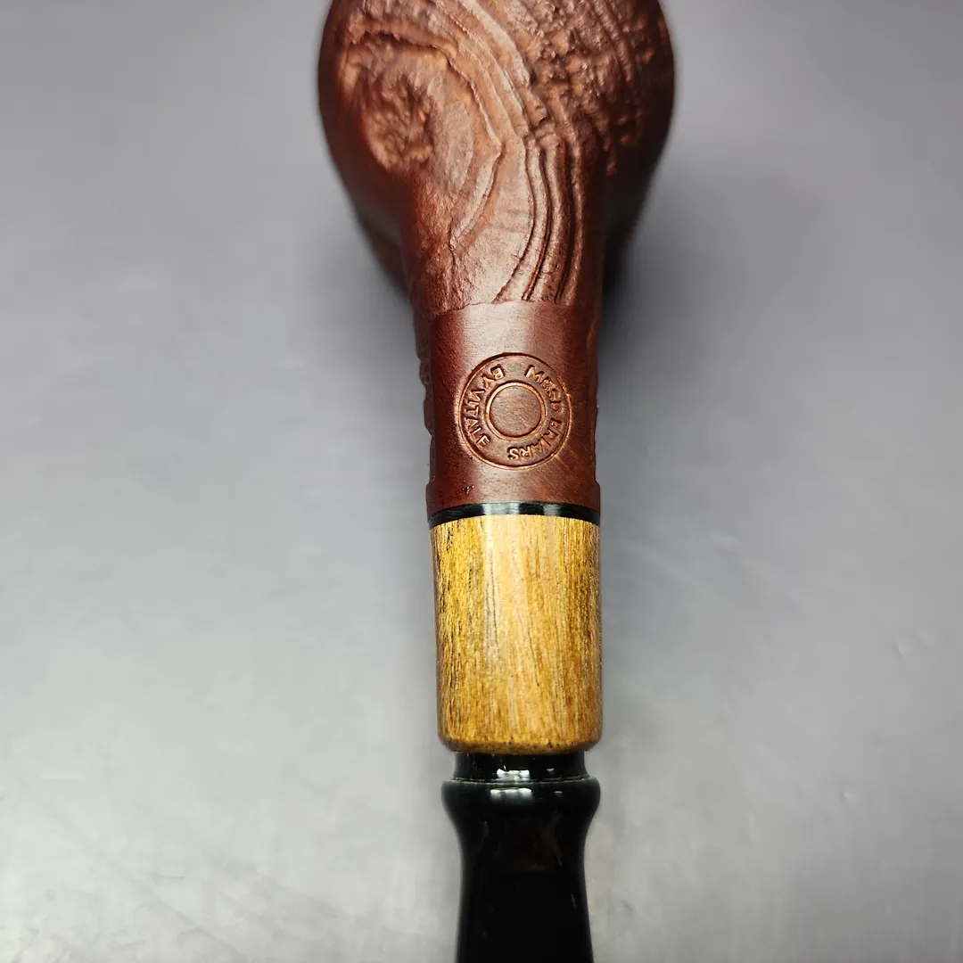 MBSD Briars by Piero Vitale Vintage Sandblasted Billiard w/ Olivewood Briar Pipe, New - Image 3