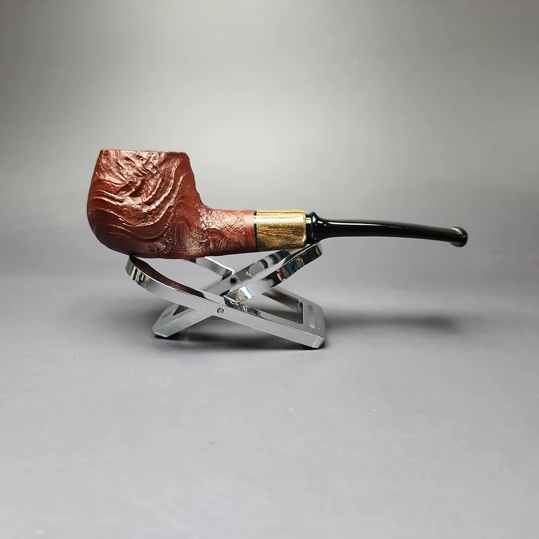 MBSD Briars by Piero Vitale Vintage Sandblasted Author w/ Zebrawood Briar Pipe, New - Image 3