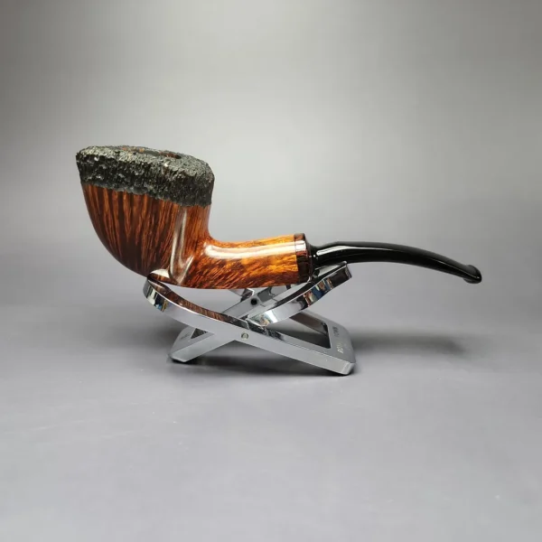 WO Larsen Partially Rusticated Panel Dublin Estate Briar Pipe, Unsmoked - Image 3