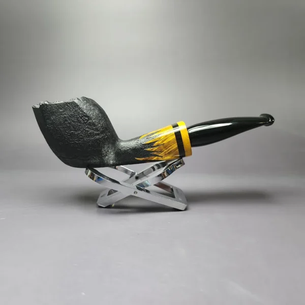 Petr Thoth Sandblasted Flame Carved Freehand Handmade Briar Pipe, New - Image 3