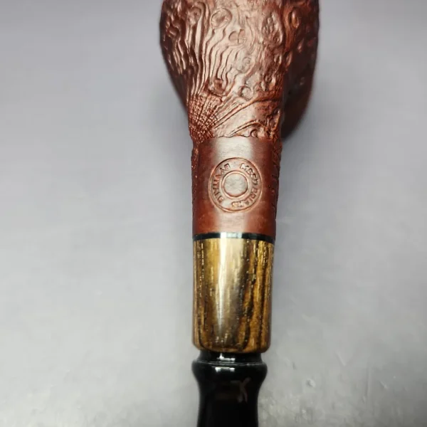 MBSD Briars by Piero Vitale Vintage Sandblasted Billiard w/ Zebrawood Briar Pipe, New - Image 3