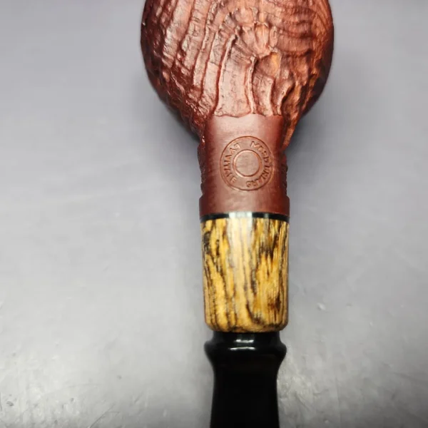 MBSD Briars by Piero Vitale Sandblasted Author w/ Zebrawood Briar Pipe, New - Image 3