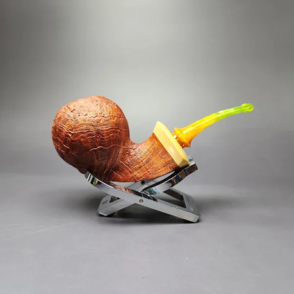 Mina Pipes Sandblasted Blowfish w/ Boxwood Estate Briar Pipe, Unsmoked - Image 3