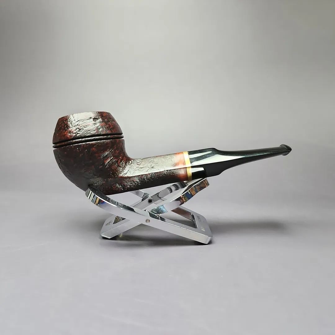 Mina Pipes Sandblasted Bulldog w/ Brass Estate Briar Pipe, Unsmoked - Image 3