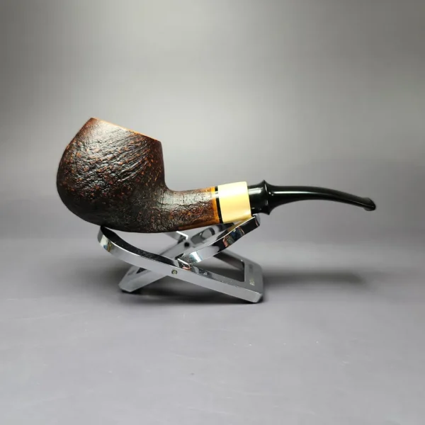 Mina Pipes Sandblasted Apple w/ Boxwood Estate Briar Pipe, Unsmoked - Image 3