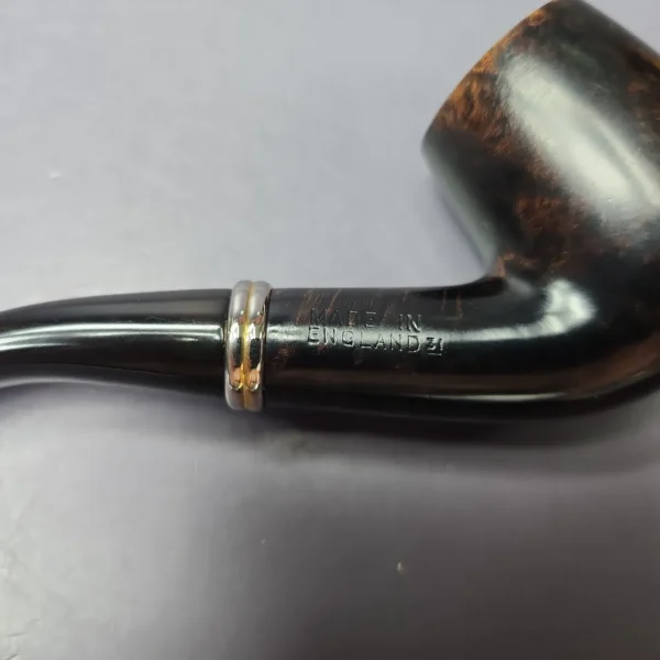 Dunhill 1991 Black Briar 4102 Smooth Bent Billiard w/ Silver Estate Briar Pipe, English Estates - Image 3