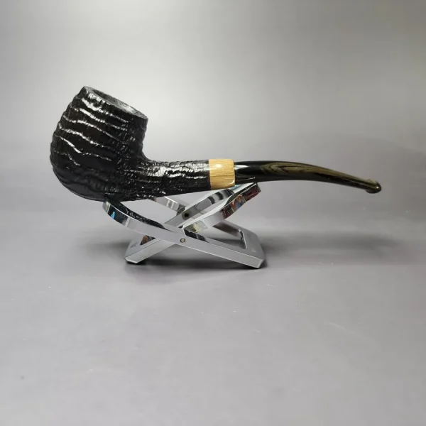 la Biota "Economica" Rusticated Bent Billiard w/ Olivewood Briar Pipe, New - Image 3