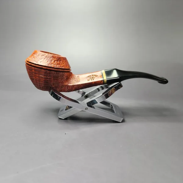 Mina Pipes Sandblasted Bent Bulldog Estate Briar Pipe, Unsmoked - Image 3