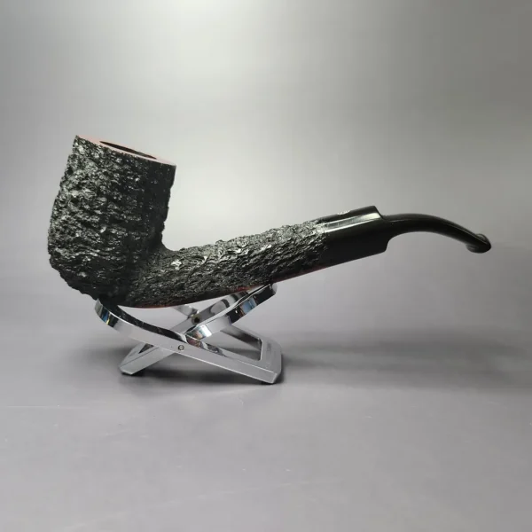 James Upshall Bark EXL Partially Rusticated Bent Billiard Estate Briar Pipe, Unsmoked - Image 3