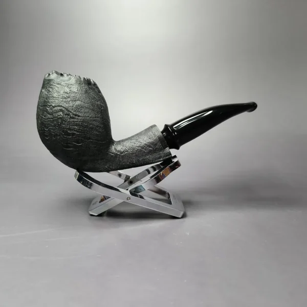 Peter Toth Black Sandblasted Egg w/ Plateaux Handmade Briar Pipe, New - Image 3