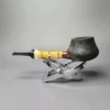 Md. Angga Wire Rusticated Pot w/ Bamboo & Ivorite Handmade Briar Pipe, New - Image 4