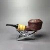 Md. Angga Rusticated Rhodesian w/ Buddha Bamboo Handmade Briar Pipe, New - Image 5
