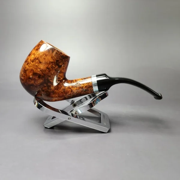 John Aylesbury 018 Smooth Bent Billiard w/ Silver Estate Briar Pipe, Unsmoked, 9mm - Image 4