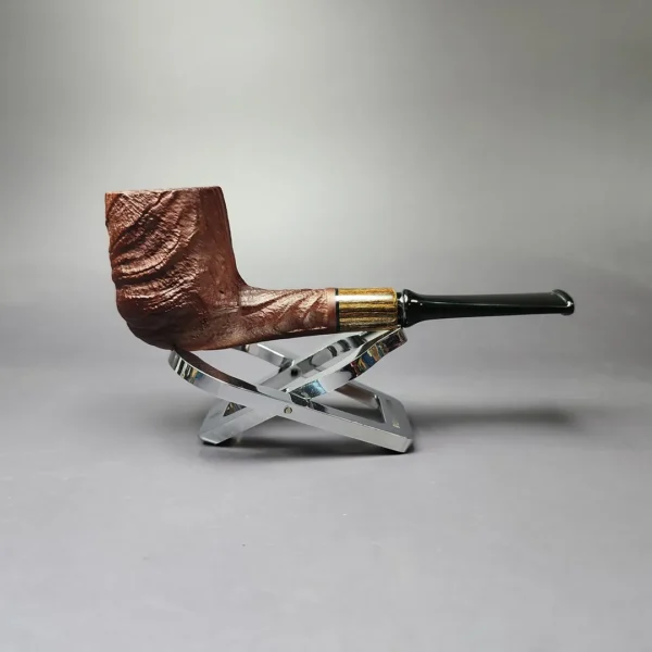 MBSD Briars by Piero Vitale Sandblasted Billiard w/ Zebrawood Briar Pipe, New - Image 4
