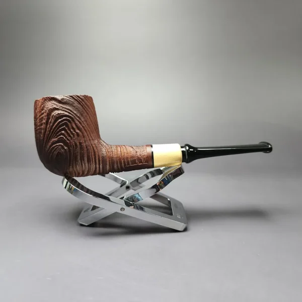 MBSD Briars by Piero Vitale Vintage Sandblasted Billiard w/ Boxwood Briar Pipe, New - Image 4