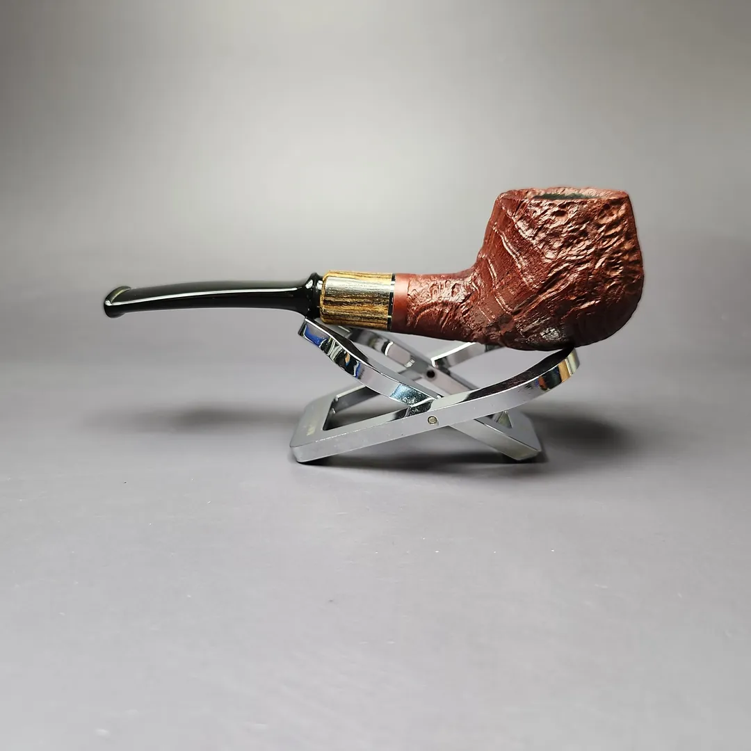 MBSD Briars by Piero Vitale Vintage Sandblasted Author w/ Zebrawood Briar Pipe, New - Image 4