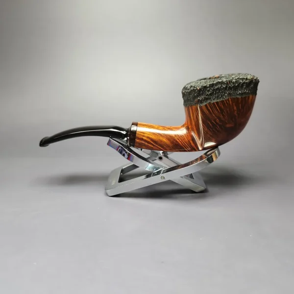 WO Larsen Partially Rusticated Panel Dublin Estate Briar Pipe, Unsmoked - Image 4