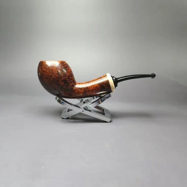 Sebastian Heck Smooth Egg w/ Mother of Pearl Handmade Briar Pipe, New - Image 4