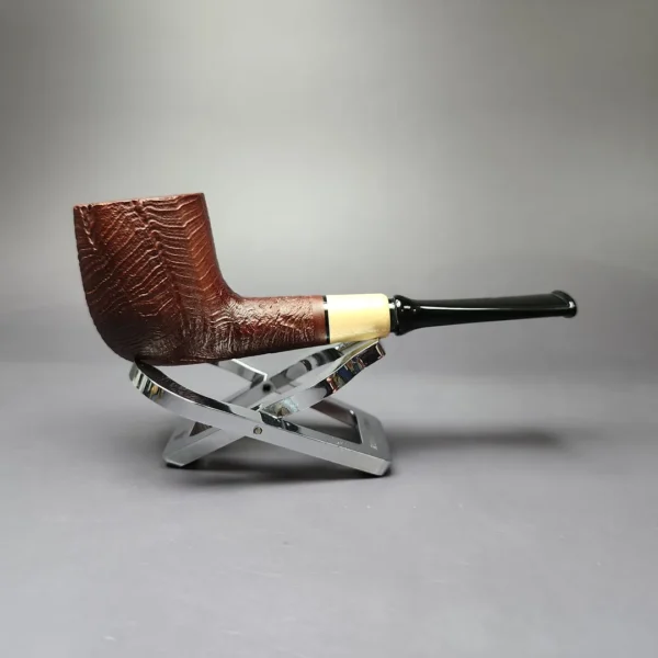 MBSD Briars by Piero Vitale Red Sandblasted Billiard w/ Boxwood Briar Pipe, New - Image 4