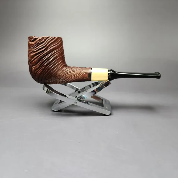 MBSD Briars by Piero Vitale Sandblasted Billiard w/ Olivewood Briar Pipe, New - Image 4
