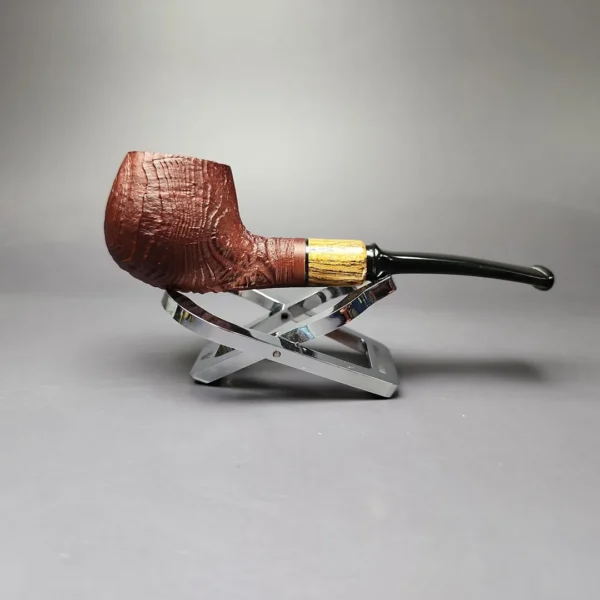 MBSD Briars by Piero Vitale Sandblasted Author w/ Zebrawood Briar Pipe, New - Image 4