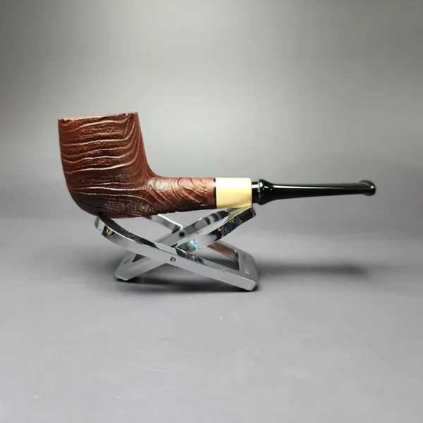 MBSD Briars by Piero Vitale Sandblasted Billiard w/ Olivewood Briar Pipe, New - Image 4