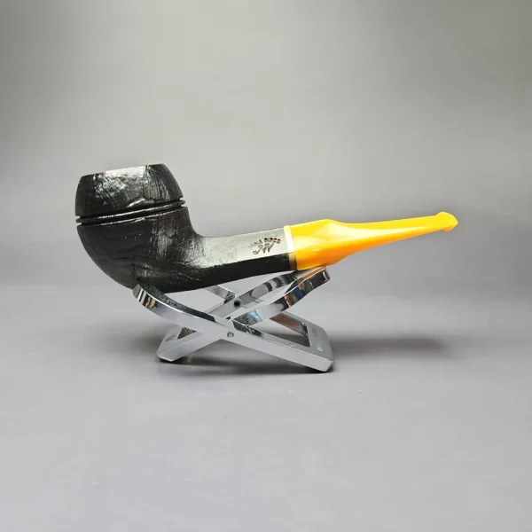Mina Pipes Sandblasted Bulldog w/ Brass Estate Briar Pipe, Unsmoked - Image 4