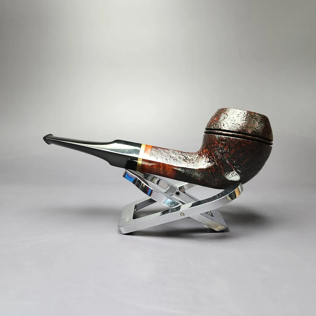 Mina Pipes Sandblasted Bulldog w/ Brass Estate Briar Pipe, Unsmoked - Image 4